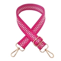 Detail of adjustable woven handbag strap in rose pink with luxury gold metal clasps - Pink Rose Red