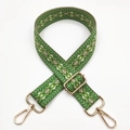 3.8cm green bohemian geometric jacquard wide strap with adjustable gold hardware - Green