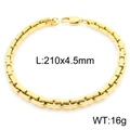 Golden Byzantine rectangle link chain bracelet with lobster clasp, 210x4.5mm 16g steel - 210x4.5mm / Gold (Bracelet)