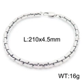 Silver Byzantine square link bracelet in stainless steel, size 210x4.5mm and 16g weight - 210x4.5mm / Steel Color (Bracelet)