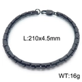 Black Byzantine square link steel bracelet 210x4.5mm with lobster clasp for men and women - 210x4.5mm / Black Color (Bracelet)