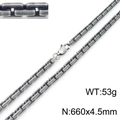 Silver retro square link chain necklace for men and women, 660x4.5mm size and 53g weight - Necklace / 660x4.5mm / Gunmetal Grey Necklace (KN230516-KFC)