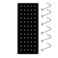 Black rectangular shower head with silver water nozzles and six L-shaped screw accessories - White L-Shape 60Pcs/Box-1.8mm