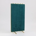 Deep green velvet jewelry display board with gold metal frame and five top hooks - Large (20.5x37cm) / Dark Green