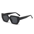 Fashionable oversized square black sunglasses with thick frames for summer sun protection - Black Frame Black Grey Lens