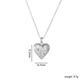 Silver heart pendant necklace with clear crystals, dimensions 17.2mm by 16.7mm, weight 5.7g - Silver White Rhinestone Heart Locket Pearl Style
