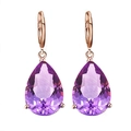 Elegant purple teardrop amethyst earrings with rose gold leverback finish - Stud Earrings