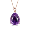 Elegant rose gold necklace with a large pear-cut purple gemstone and crystal accents - Pendant Necklace
