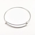 Adjustable silver expandable wire bangle bracelet in polished stainless steel finish - Silver