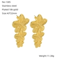 Drie laags bloemenoorbellen van 18K verguld roestvrij staal, maat 43x22mm - 18K goud / Goud