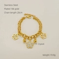 Bracciale in acciaio inossidabile placcato oro 18k con ciondoli a fiore e cristalli - Oro