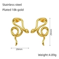Snake-shaped earrings in 18k gold plated stainless steel, 20mm x 29mm elegant design - 1330