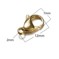 12mm gold 18k plated stainless steel lobster clasp for DIY jewelry making - 12mm / Gold