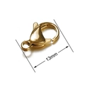 Golden 13mm stainless steel lobster clasp with 18k vacuum plating for jewelry making - 13mm / Gold