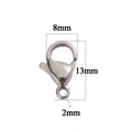 Silver 13mm stainless steel lobster clasp with 8mm width for jewelry making - 13mm / Steel