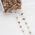Bohemian natural grey and tan crystal stone chain with gold beads for DIY jewelry making - 1 Meter/Pack / Grey KC Gold