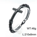Bracciale da uomo con croce in acciaio inossidabile nero e chiusura a moschettone - Nero (KB147257-KFC)