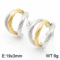 Two-tone twisted C-shape hoop earrings in gold and silver, size 19x3mm and 9g weight - Two-tone (KE112460-KFC)