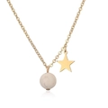 Collana a stella in acciaio inossidabile dorato con ciondolo a sfera in pietra naturale - 10mm / Turchese Bianco Oro