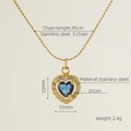 Goldene Edelstahl S-Kette Halskette mit blauem Zirkonia Anhänger und Maßen - 18K Gold / Blau