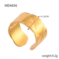 Golden open ring with geometric diamond pattern texture in 1.0cm wide titanium steel - US 7 / Y120-Gold Ring