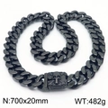 Heavy 20mm black stainless steel Cuban link chain with skull relief clasp design - Black (KN282001-KJX)