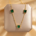Bean Chain With Three Green Diamonds