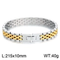 Pulsera bicolor plata y oro de 10mm de acero inoxidable estilo correa de reloj - 10mm / Oro y Plata