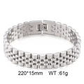 Silver 15mm stainless steel watch band bracelet with five-link chain and H-clasp - Steel Color (KB151988-KFC)
