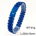 Blue 15mm titanium steel watch strap with five-bead link chain and folding clasp - Blue (KB181639-KFC)