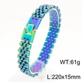 Rainbow stainless steel jubilee link bracelet with folding clasp in 15mm width - Multicolor 15mm