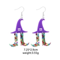 Purple wizard hat and colorful boots Halloween earrings, 7.25x2.9cm resin ear jewelry - Witch Hat 2