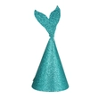 Blue glitter mermaid tail party hat with shimmering sequins for birthday celebrations - Teal Mermaid Birthday Hat