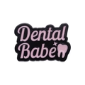 Pink Dental Babe enamel pin badge with tooth icon for dentist accessories - Dental Babe Pink Black Design (XZ9885)