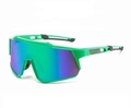 Occhiali da ciclismo con montatura verde brillante e lenti sfumate iridescenti - Montatura Verde Specchiata Verde