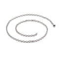 Textured silver O-chain necklace with oval link pattern and lobster claw clasp closure - Textured Silver-3.8mm (KN107395-Z)