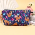 Blaue Kulturtasche mit Faultier-Blumenmuster, Griff und Reißverschluss für Reisen - E26 Faultier