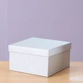 White textured square gift box for ceramic mug on a wooden surface with soft lighting - Brushed Silver Gift Box