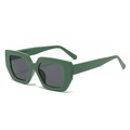 Fashionable grass green oversized square sunglasses with thick frames and dark grey lenses - Green Frame Grey Lens