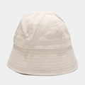 Detail of beige cotton bucket hat showing reinforced multi-row stitching on the brim - M (56-58cm) / Beige