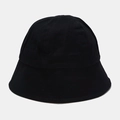 Close-up of a plain black bucket hat showing the reinforced stitched brim and cotton canvas - M (56-58cm) / Black