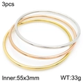 3pcs 18k gold plated 3mm stackable stainless steel bangles in gold silver rose gold - 3Pcs Set-Mixed Colors (KB184155-LO)