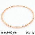 Minimalist 60mm rose gold stainless steel bangle with a polished 3mm round band design - 1Pc-Rose Gold (KB179811-LO)