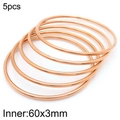 5pcs set of 3mm rose gold stackable stainless steel bangles with 60x3mm inner diameter - 5Pcs Set-Rose Gold (KB184143-KFC)