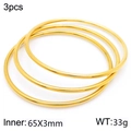Set of three 3mm stackable 18k gold plated stainless steel bangles with 65mm inner diameter - 3Pcs Set-Gold (KB184099-LO)