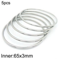 Set of 5 minimalist silver stainless steel bangles with 65mm inner diameter - 5Pcs Set-Silver (KB184150-KFC)