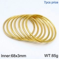Set of 7 gold minimalist 3mm stackable titanium steel bangles with 68mm inner diameter - 7Pcs Set-Gold (KB124195-LO)