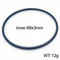 Polished 3mm black titanium steel round bangle with 68mm inner diameter for women - Single Item / 68x3mm / Black
