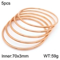 5pcs set of stacking 18k rose gold plated stainless steel bangles 70x3mm size - 5Pcs Set-Rose Gold (KB181558-KFC)