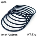 Set of 7 black stacked minimalist bangles in 70x3mm size with smooth polished finish - 7Pcs Set-Black (KB181571-KFC)